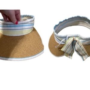 Tahari Roll Up Striped Sun Hat packable visor